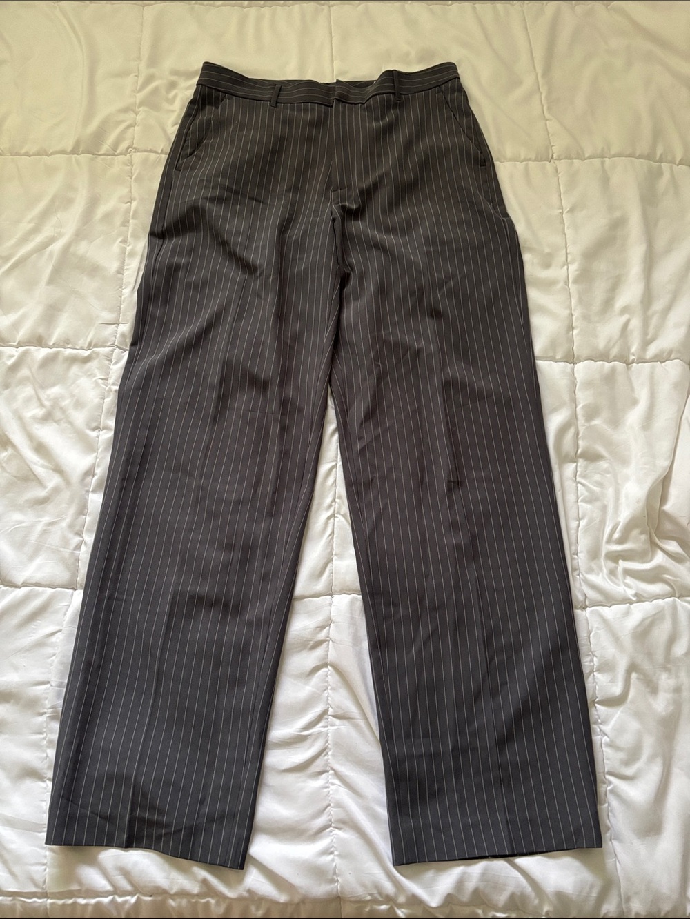 Banana Republic Pinstripe Dress Pants - Dark Gray with Light Pinstripes